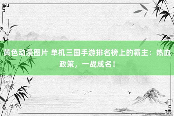 黄色动漫图片 单机三国手游排名榜上的霸主：热血政策，一战成名！