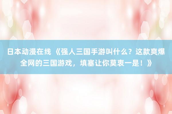 日本动漫在线 《强人三国手游叫什么？这款爽爆全网的三国游戏，填塞让你莫衷一是！》