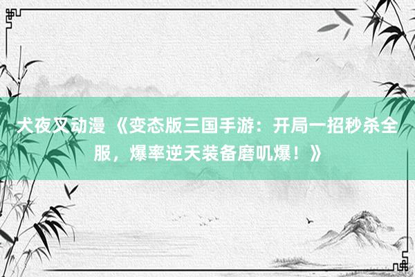 犬夜叉动漫 《变态版三国手游：开局一招秒杀全服，爆率逆天装备磨叽爆！》